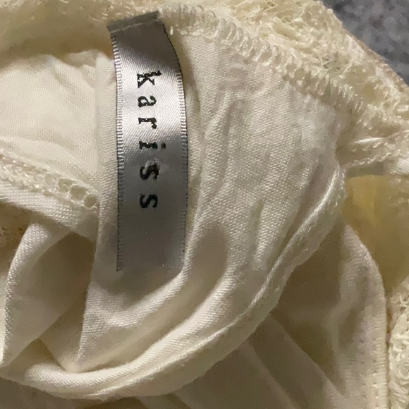 Cream lace Rayon open front  high low hem sleeveless vest like blouse Medium - Picture 10 of 11